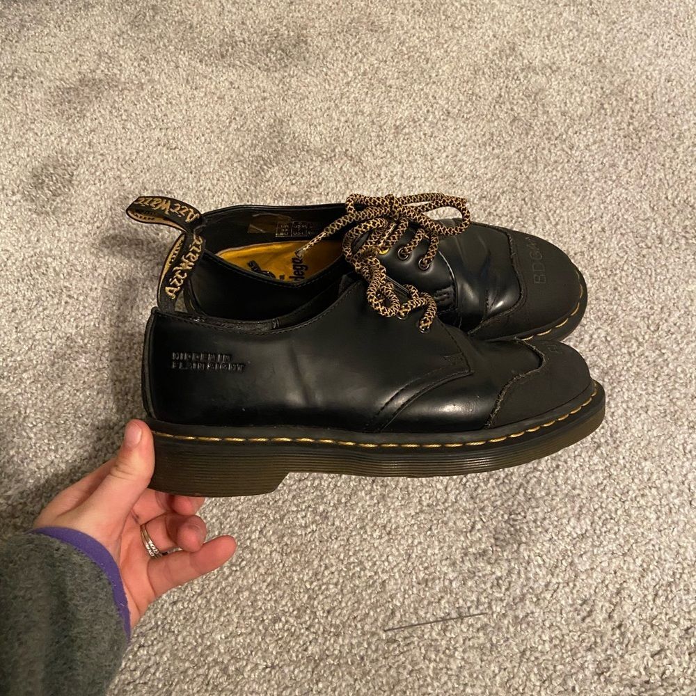Dr Martens x Bodega 1461 Black Leather‎ Shoes Hidden In Plain Sight Womens 7 USL